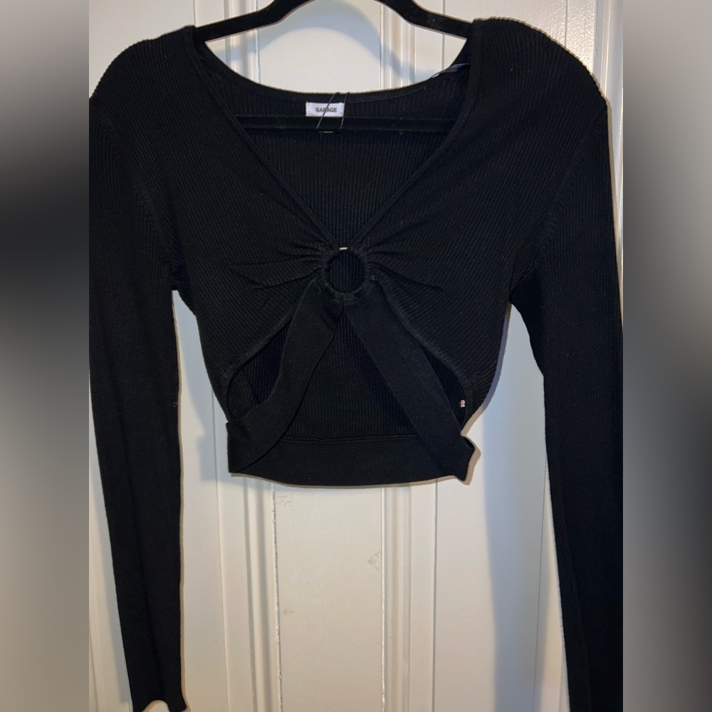 Garage Black Sweater Cut Out Long Sleeve